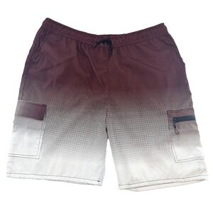 PUBLIC RECORD Swim Shorts • Men's XL • maroon and white dot‎ ombre